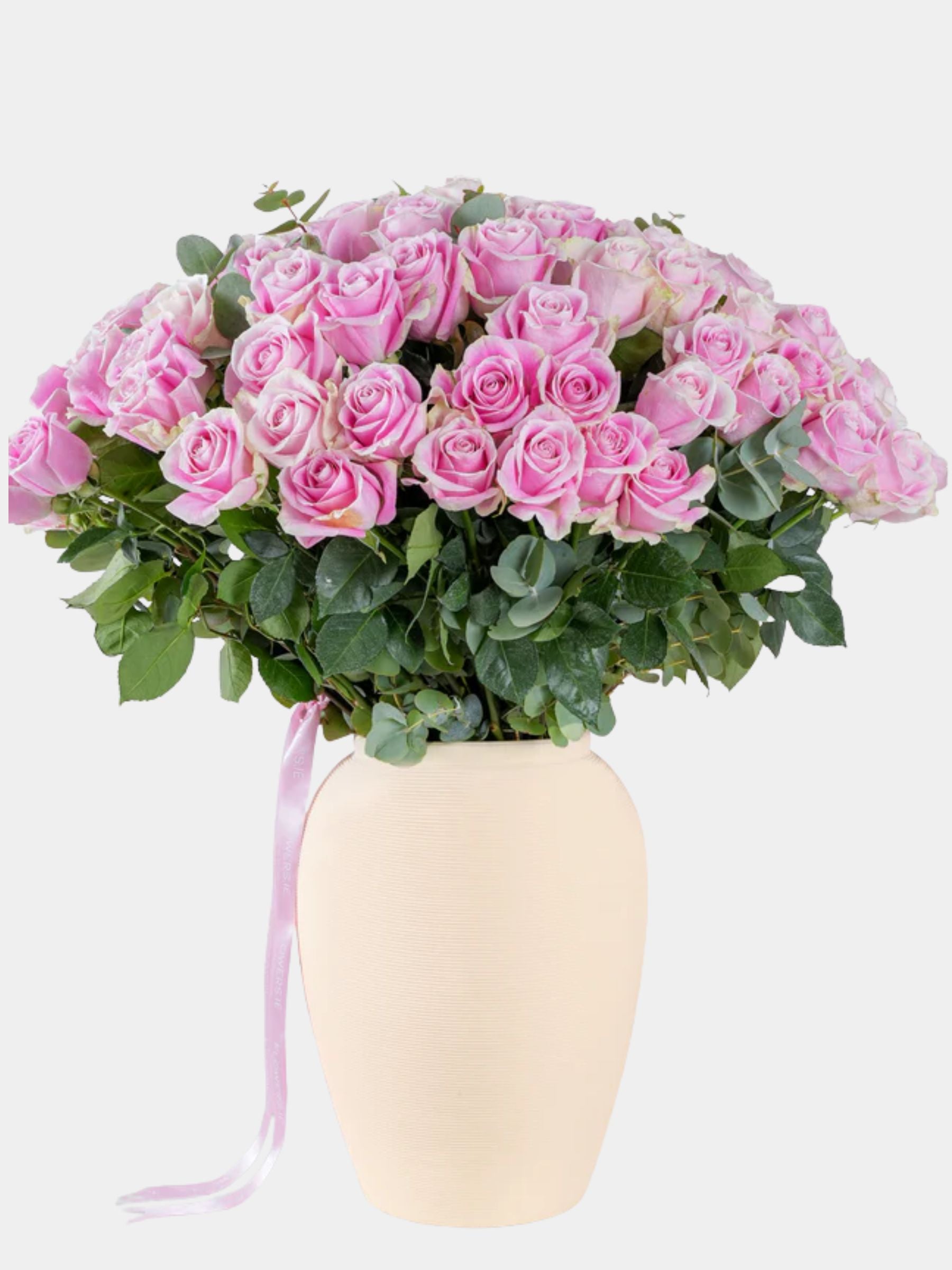 100 Luxury Pink Roses Vase