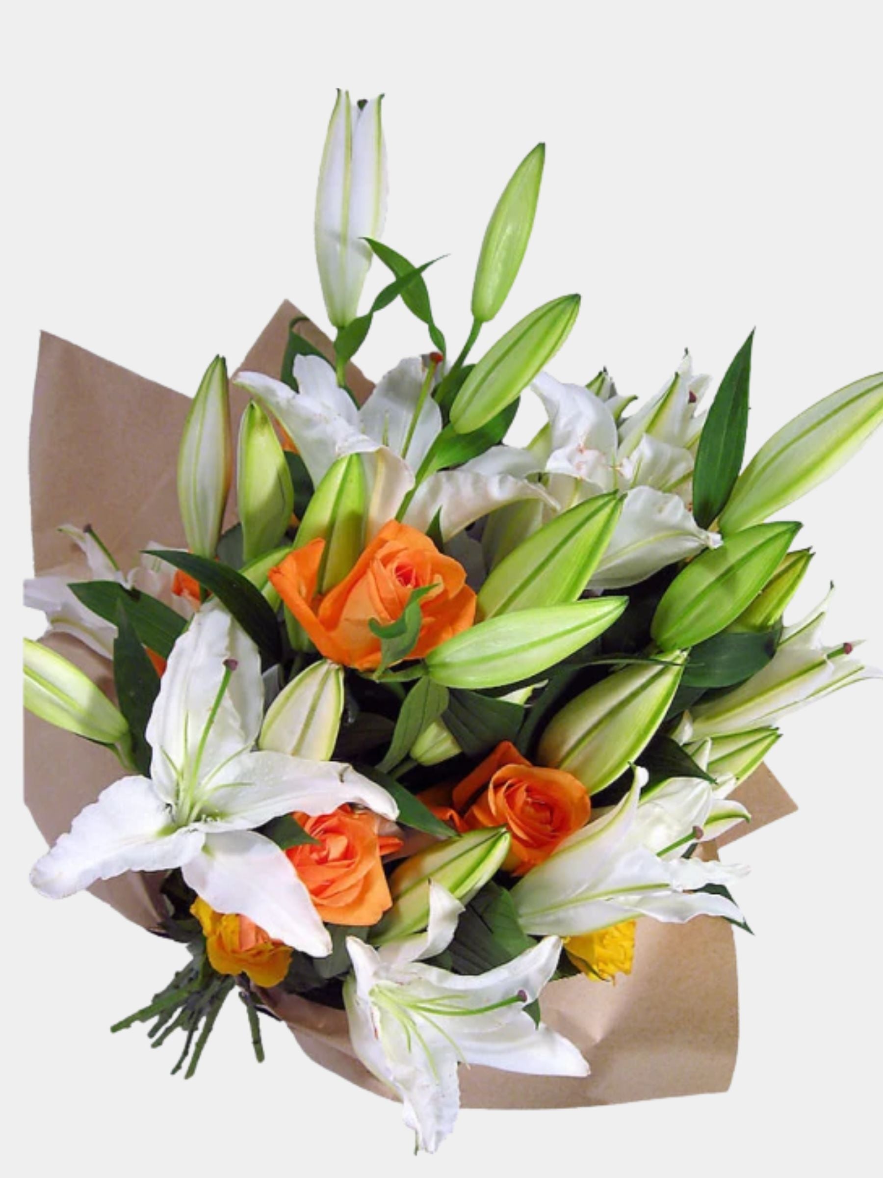 Bouquet of Roses and 10 Oriental Lilies