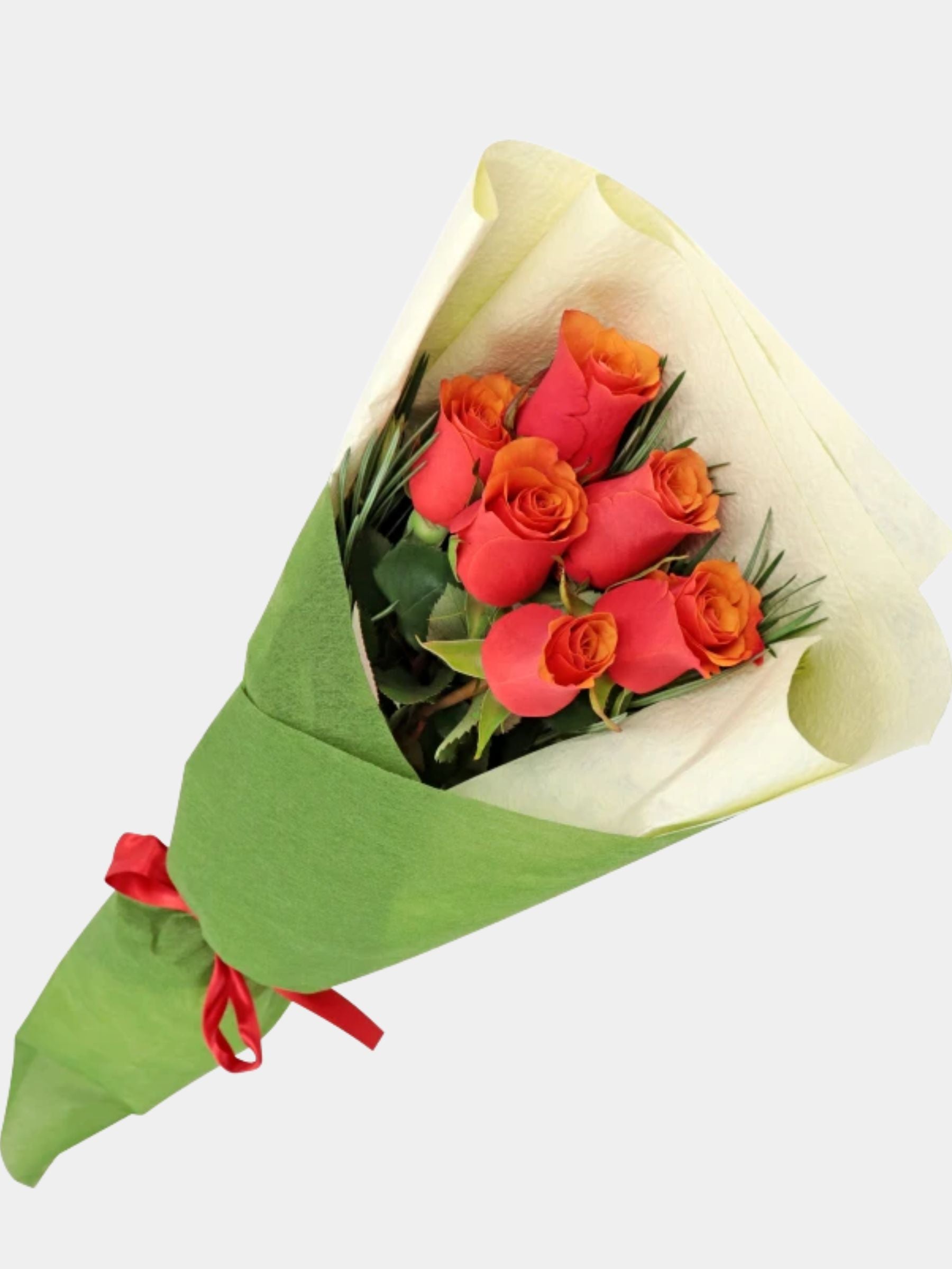 Bouquet of 6 Orange Roses