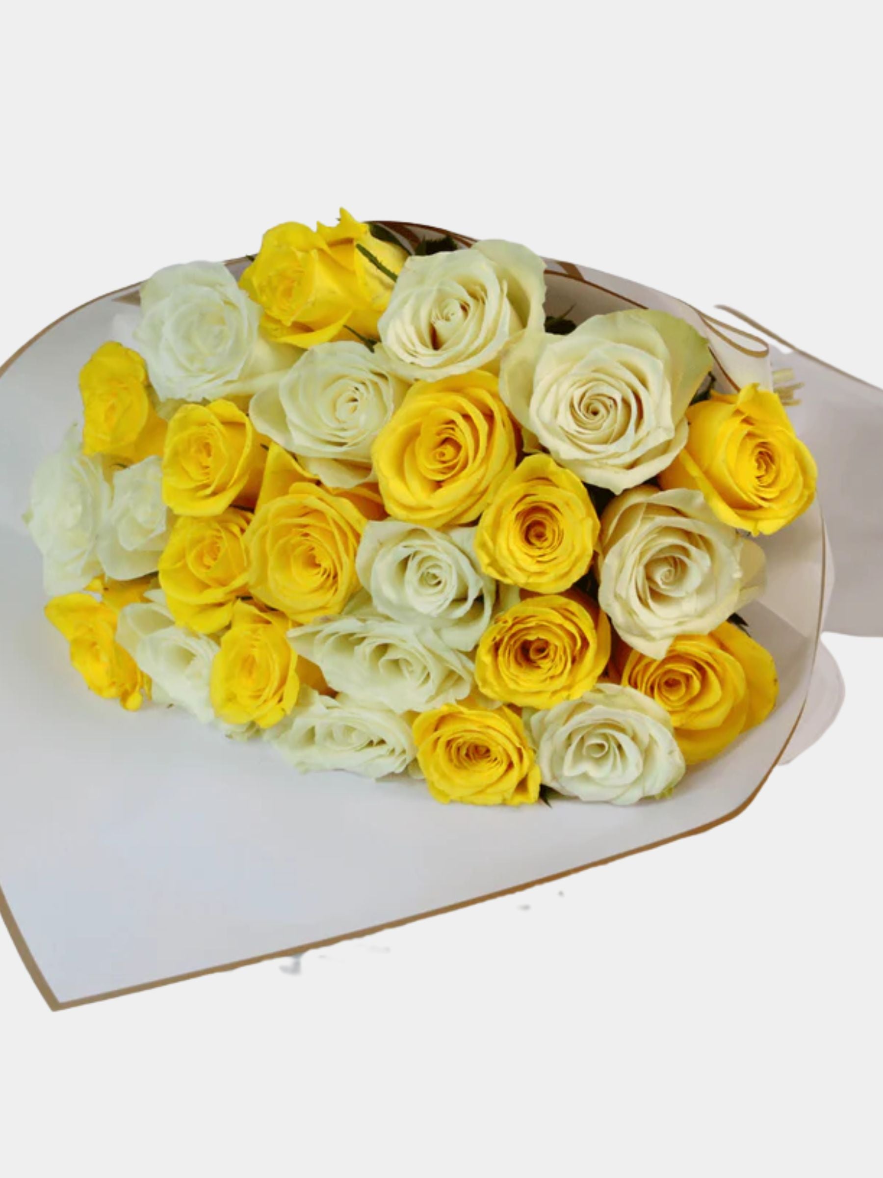 White & Yellow Rose Flower Bouquet