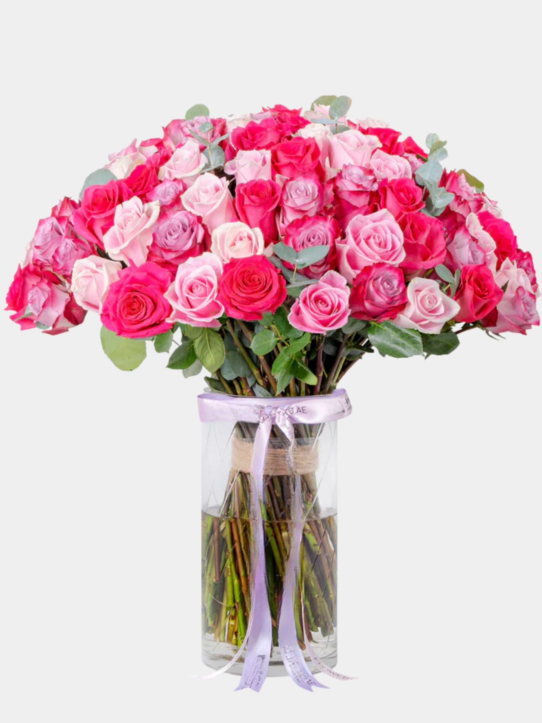 100 Luxury Blush Roses Vase