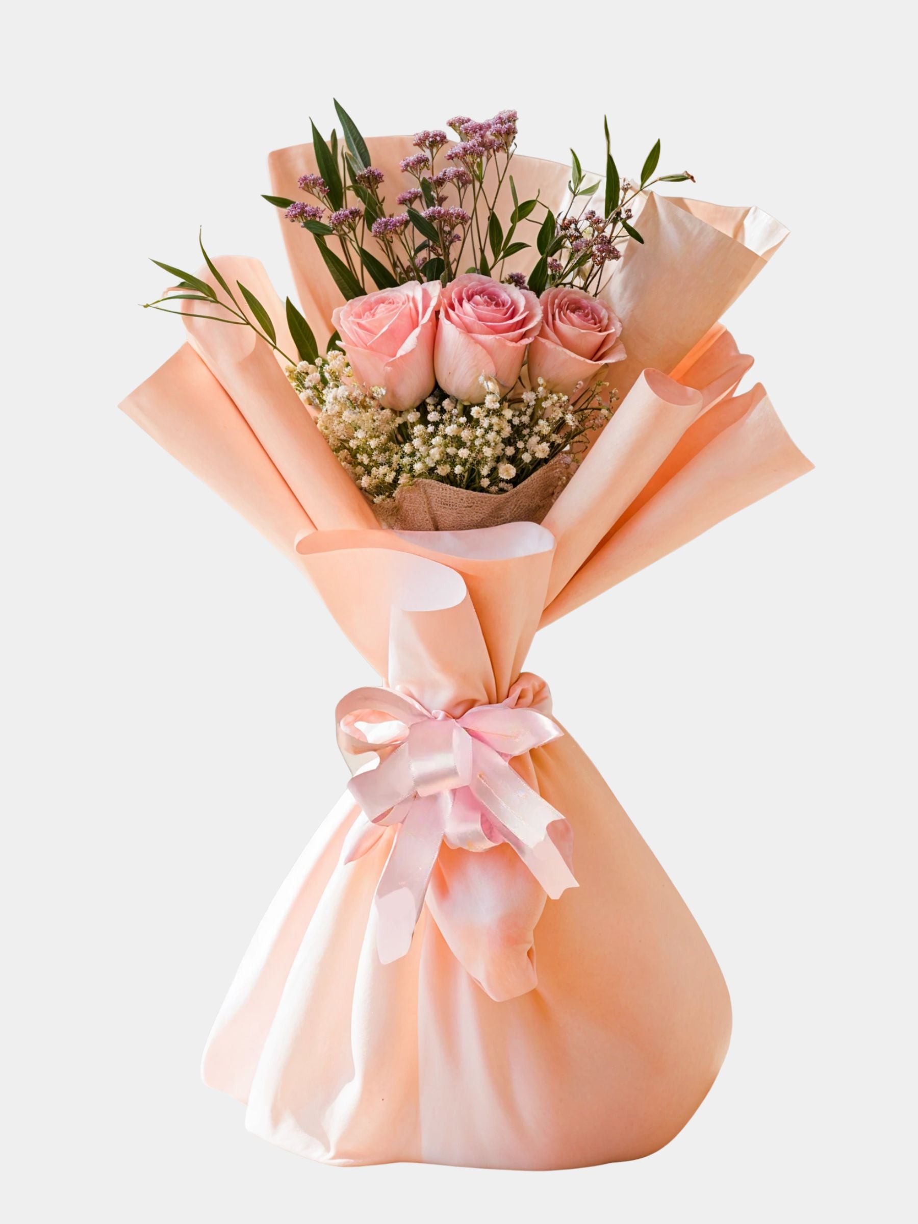3 Light Pink Roses Bouquet