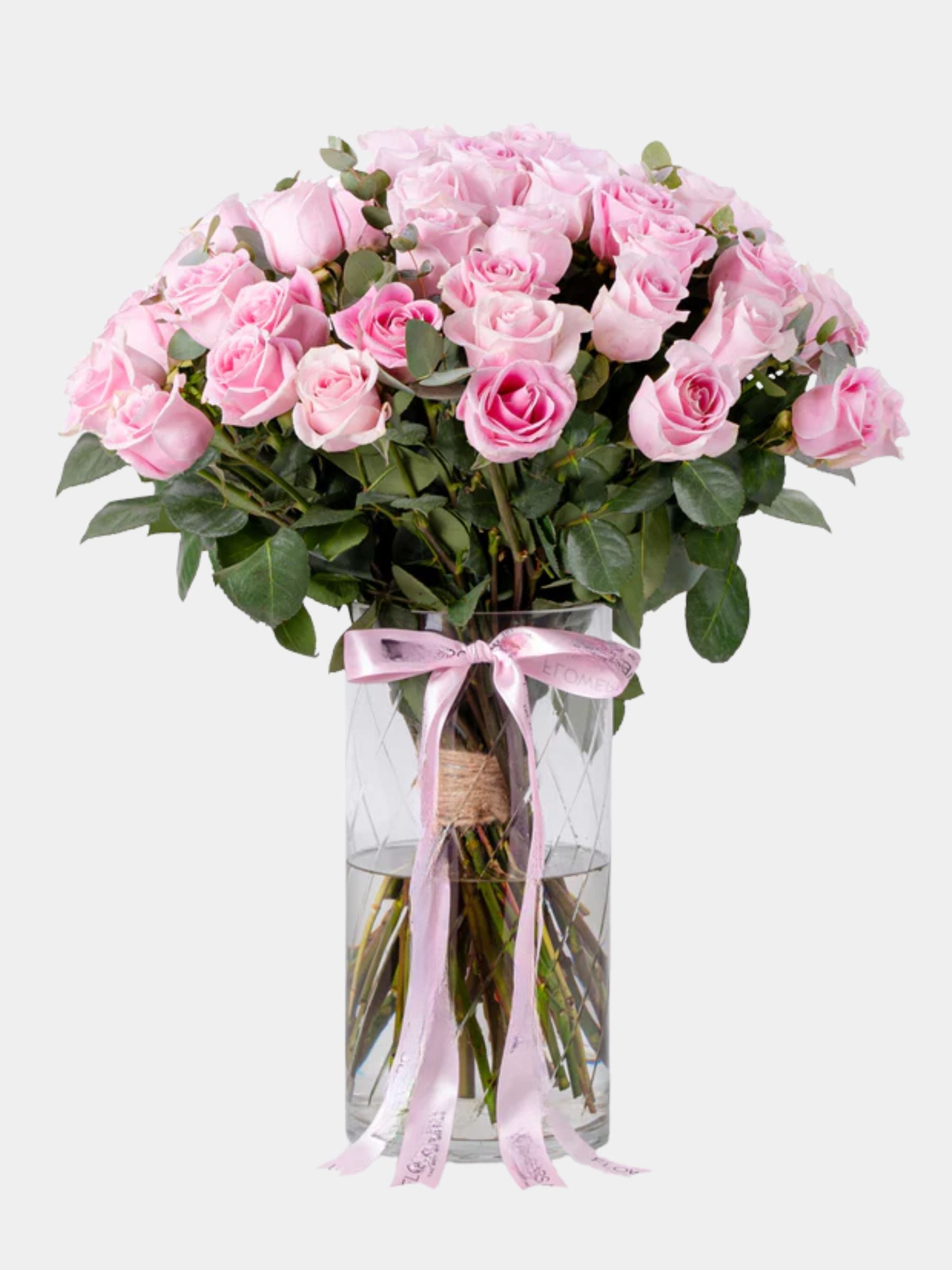 50 Pink Roses Vase