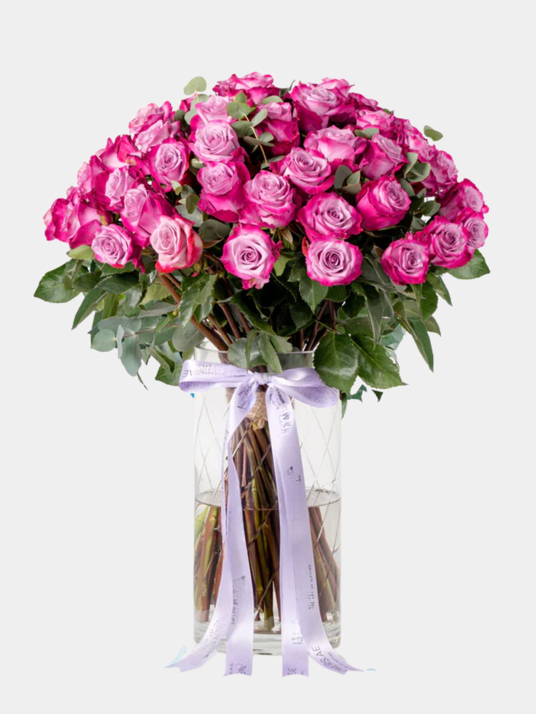 50 Purple Roses Vase