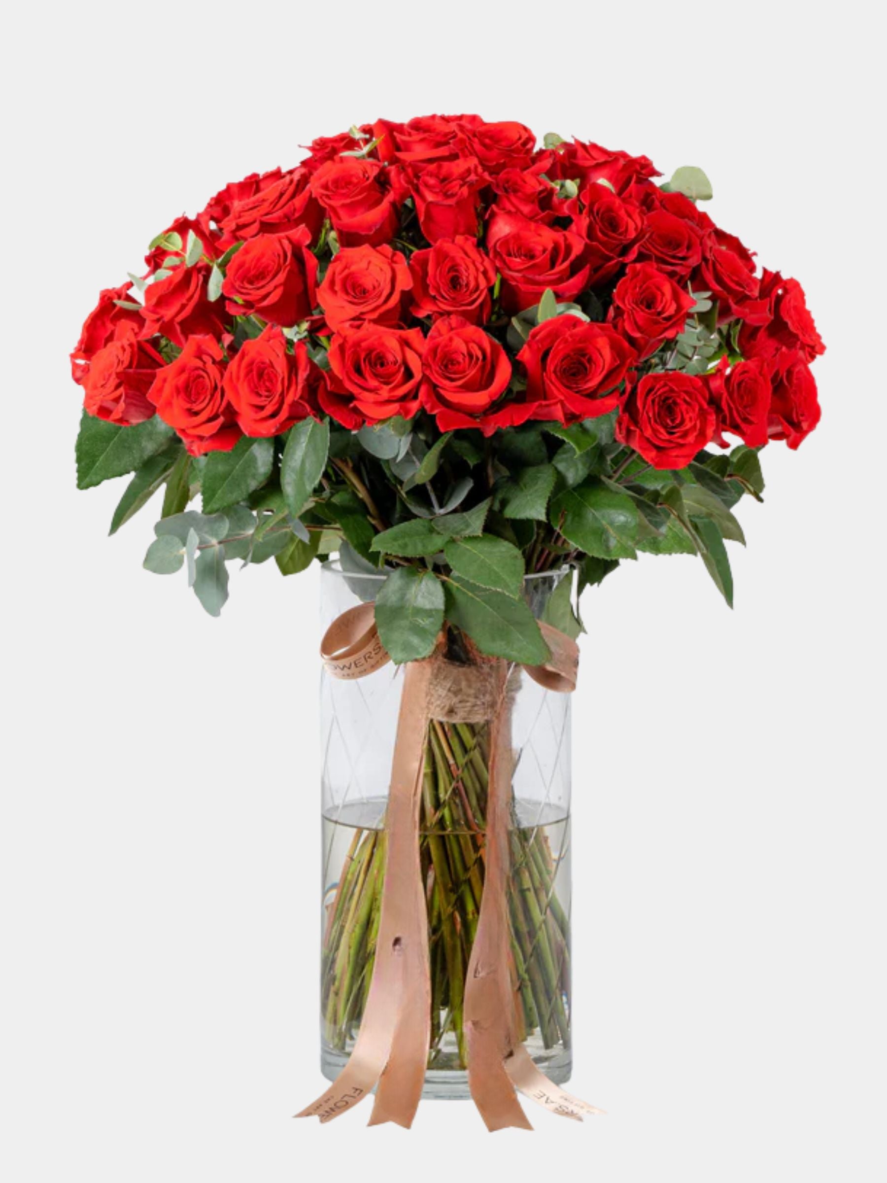 50 Red Roses Vase