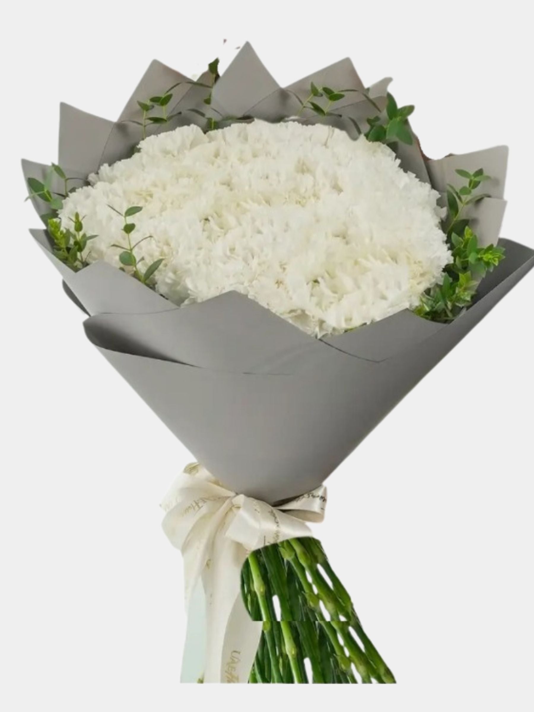 Bouquet of 40 Elegant White Carnations