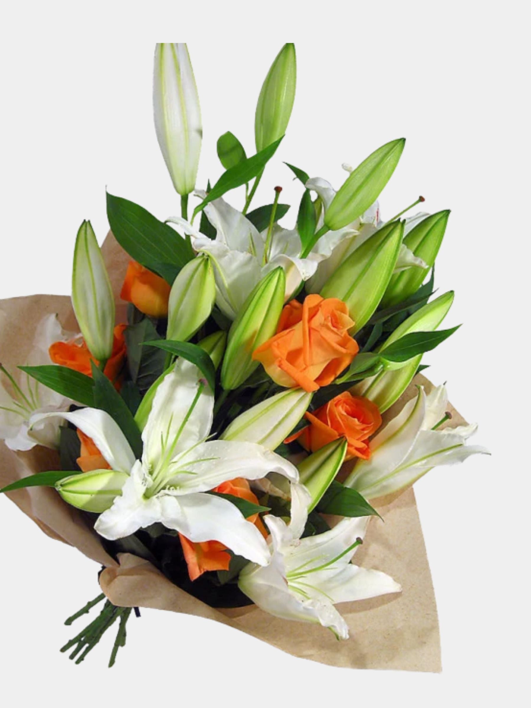 Bouquet of Roses and 7 Oriental Lilies