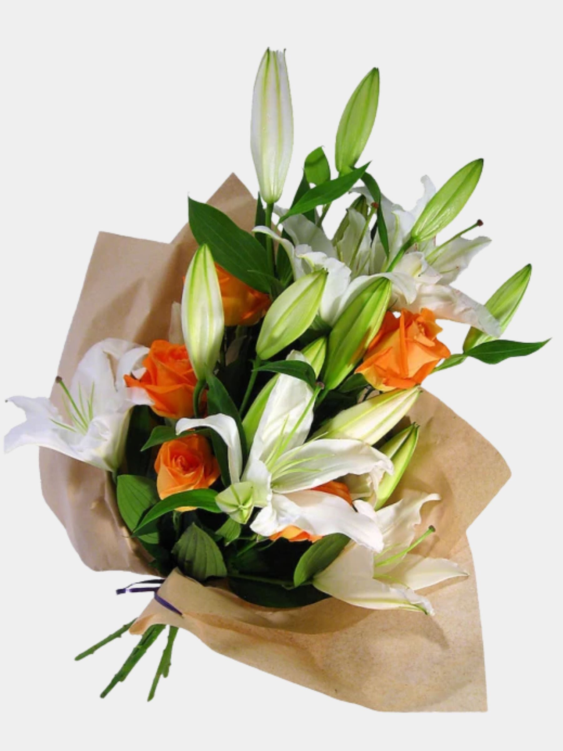 Bouquet of Roses and 5 Oriental Lilies