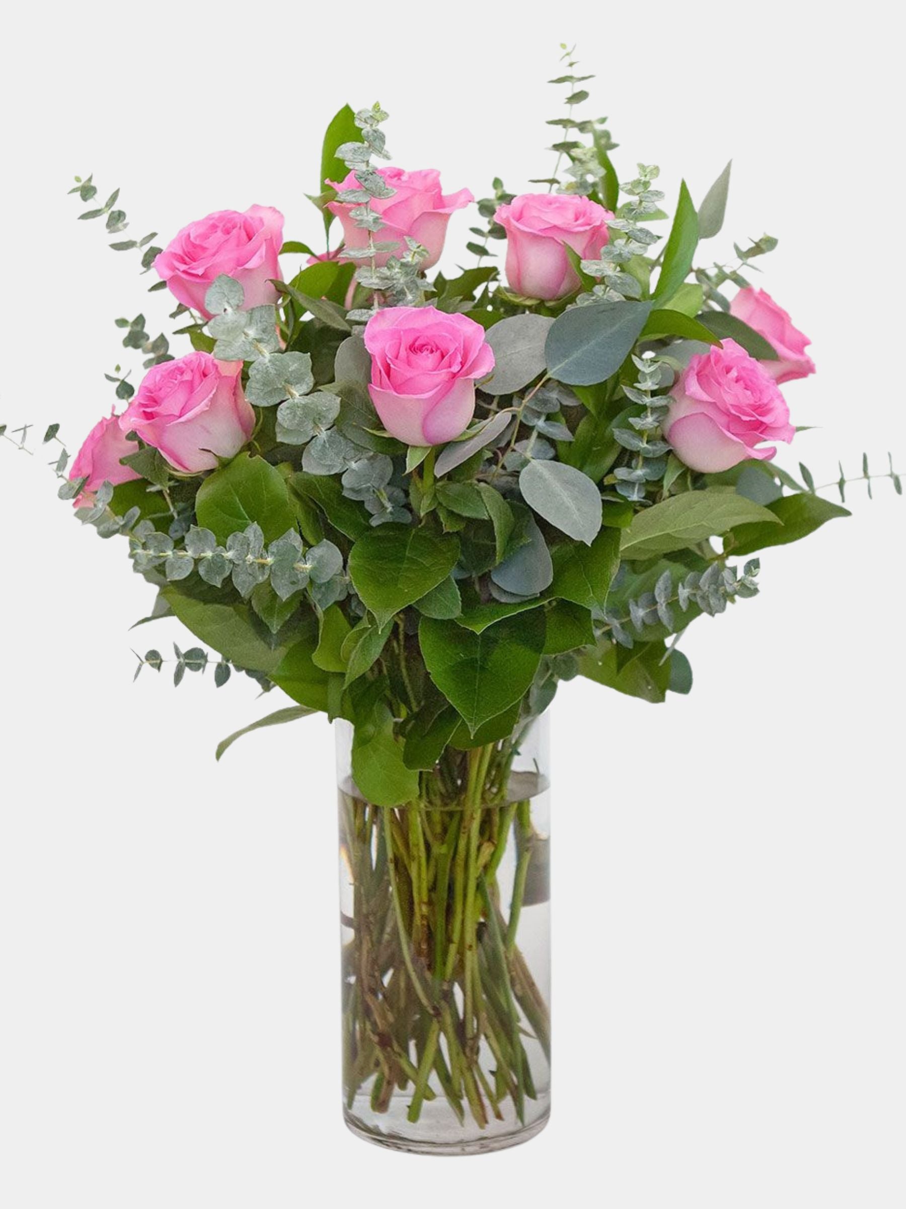 Classic 12 Pink Roses in a Vase