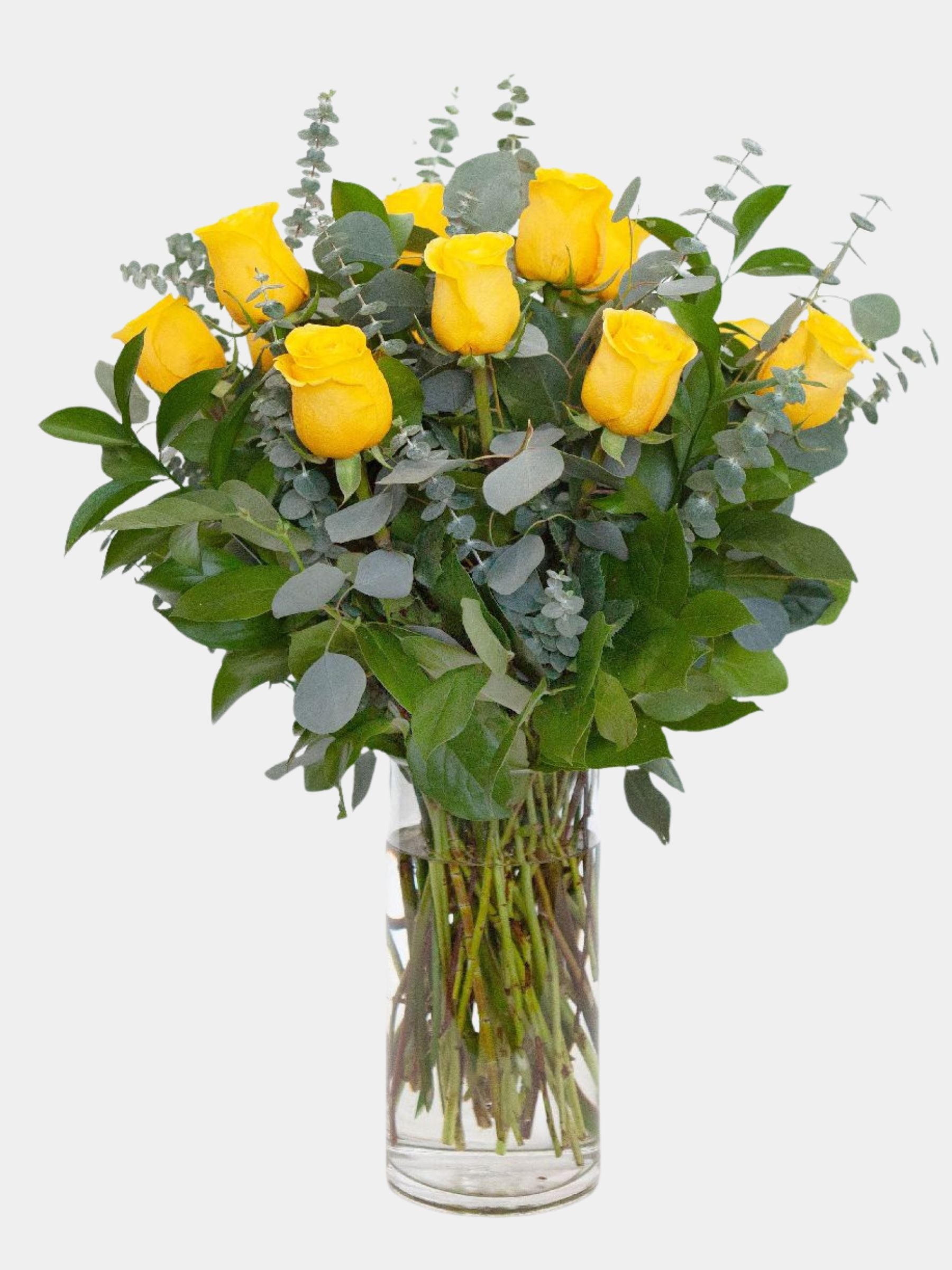 Classic 12 Yellow Roses in a Vase