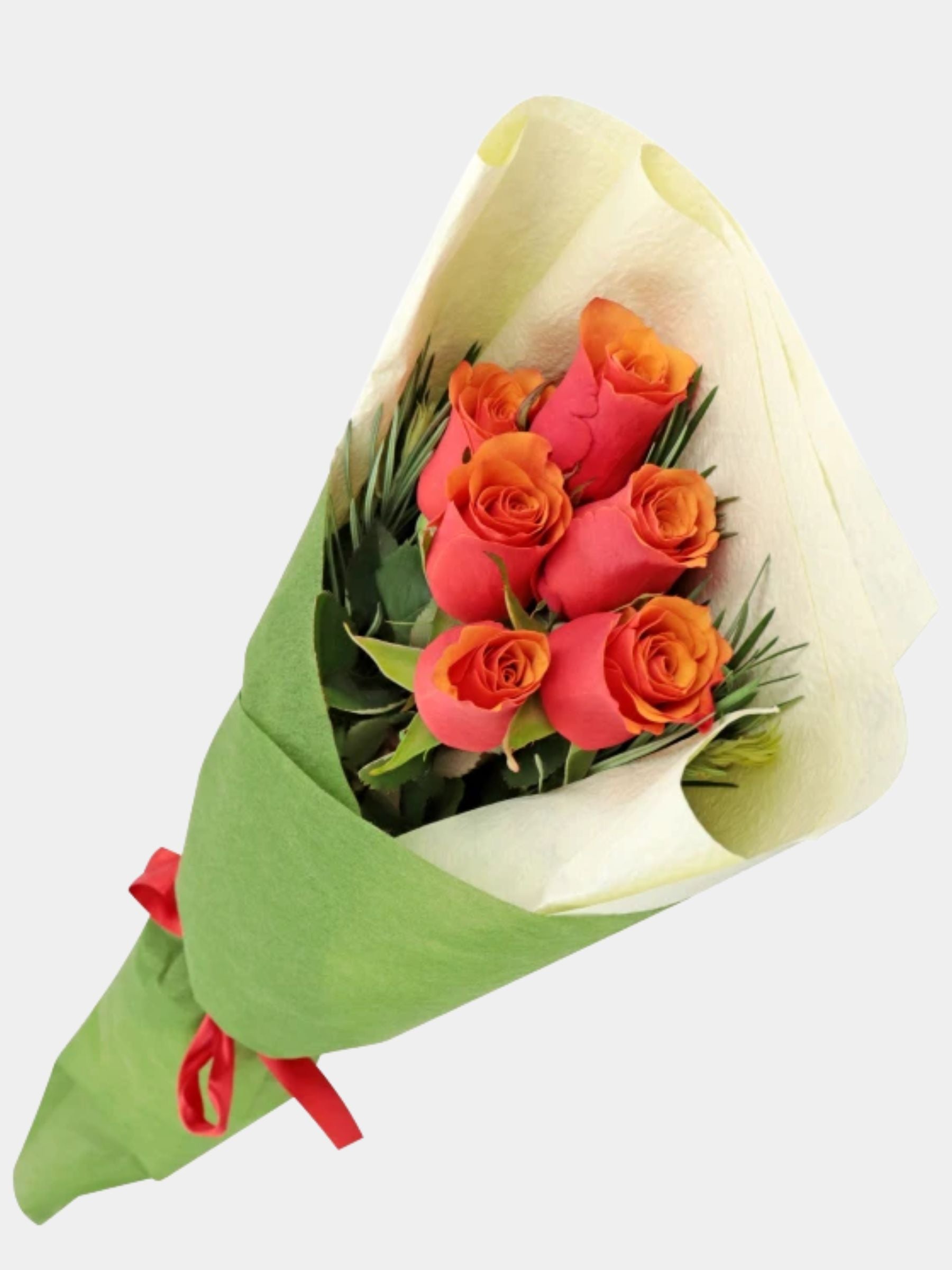 Bouquet of 6 Orange Roses